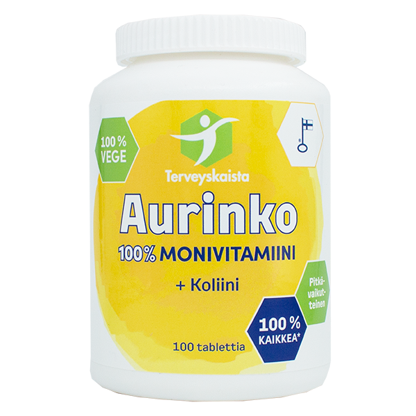 Aurinko100% Monivitamiini + koliini 100 tabl