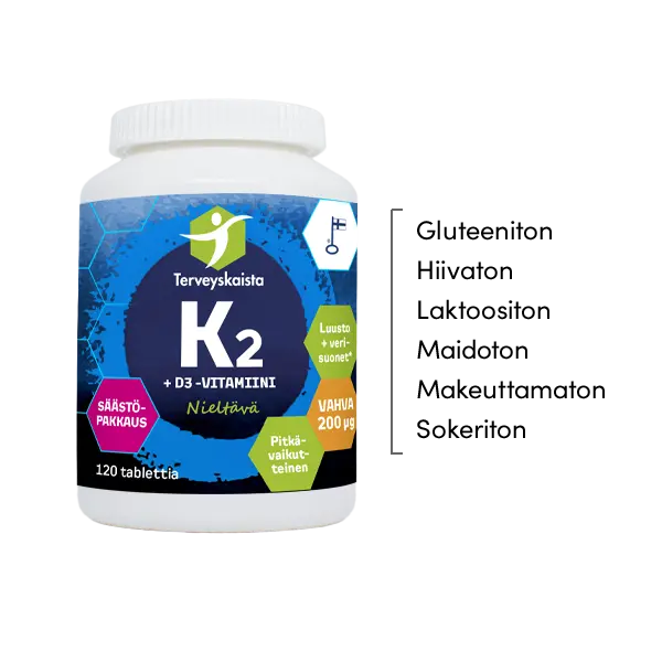 K2 + D3 -vitamiini 120 tabl