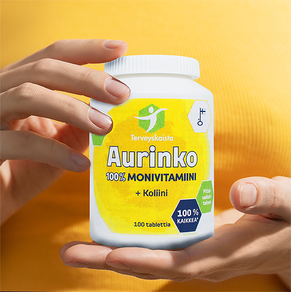Aurinko100% Monivitamiini + koliini 100 tabl 3 kpl PAKETTITARJOUS!